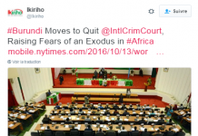 LE GESTE FORT DU BURUNDI (DONT LE PARLEMENT ET LE SENAT VIENNENT DE VOTER LE DEPART DE LA CPI) A AMORCE LE DEPART DES AFRICAINS !